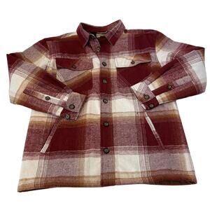Scandia Woods Men's Plaid Flannel Lined Shacket Sz M Red Button Up Shirt Outdoor